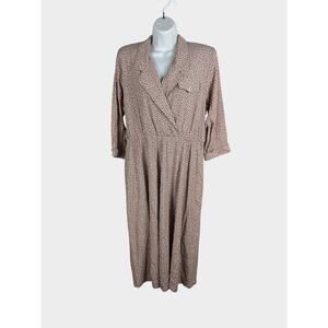 Vintage 80s Brown Polka Dot Career Dress S.L. Fashions Size 10